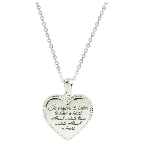 Solid Stainless Steel Bezeled Heart Inspirational Necklace by 